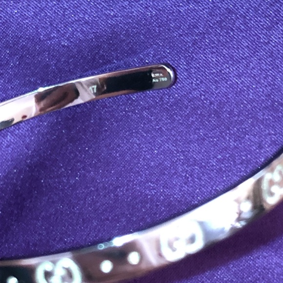❤️HP❤️NWOT Gucci Icon 18k White Gold Cuff Bracelet - Picture 9 of 16